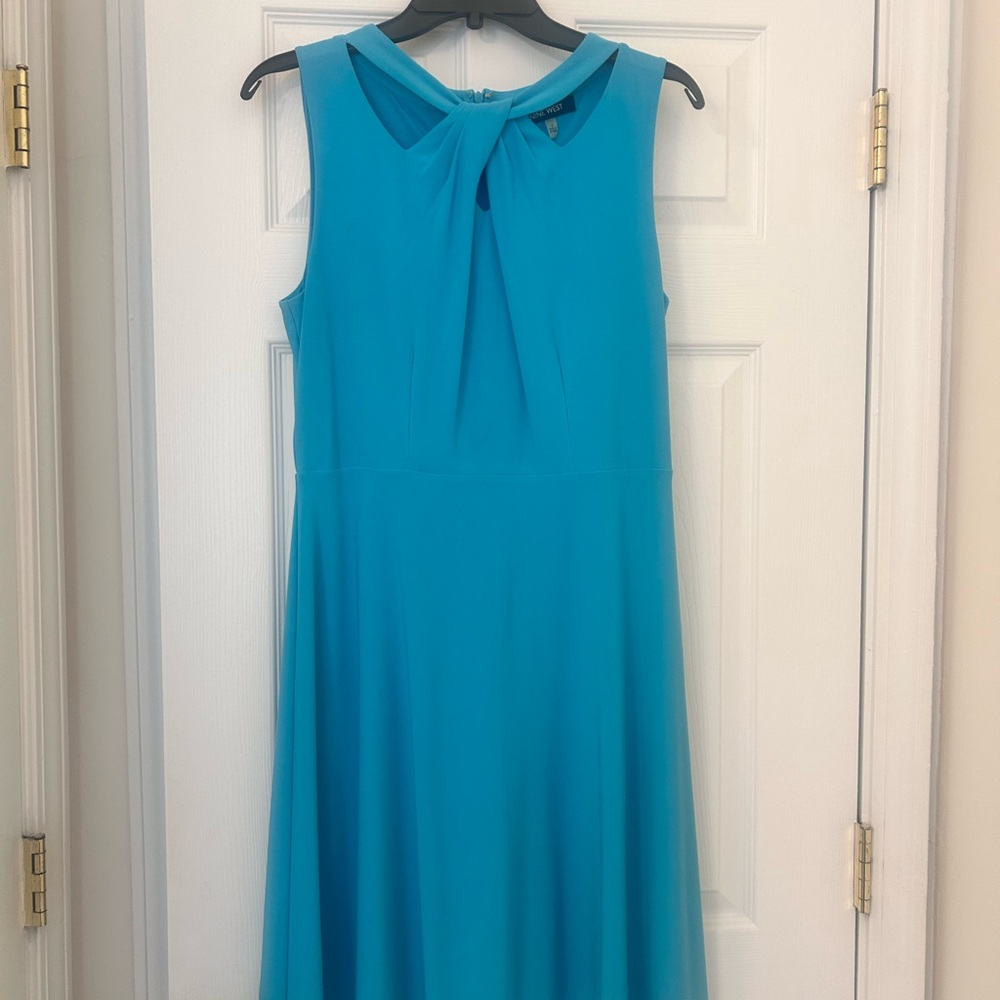 Nine West Sleeveless Twist-Front Teal Women's Dress